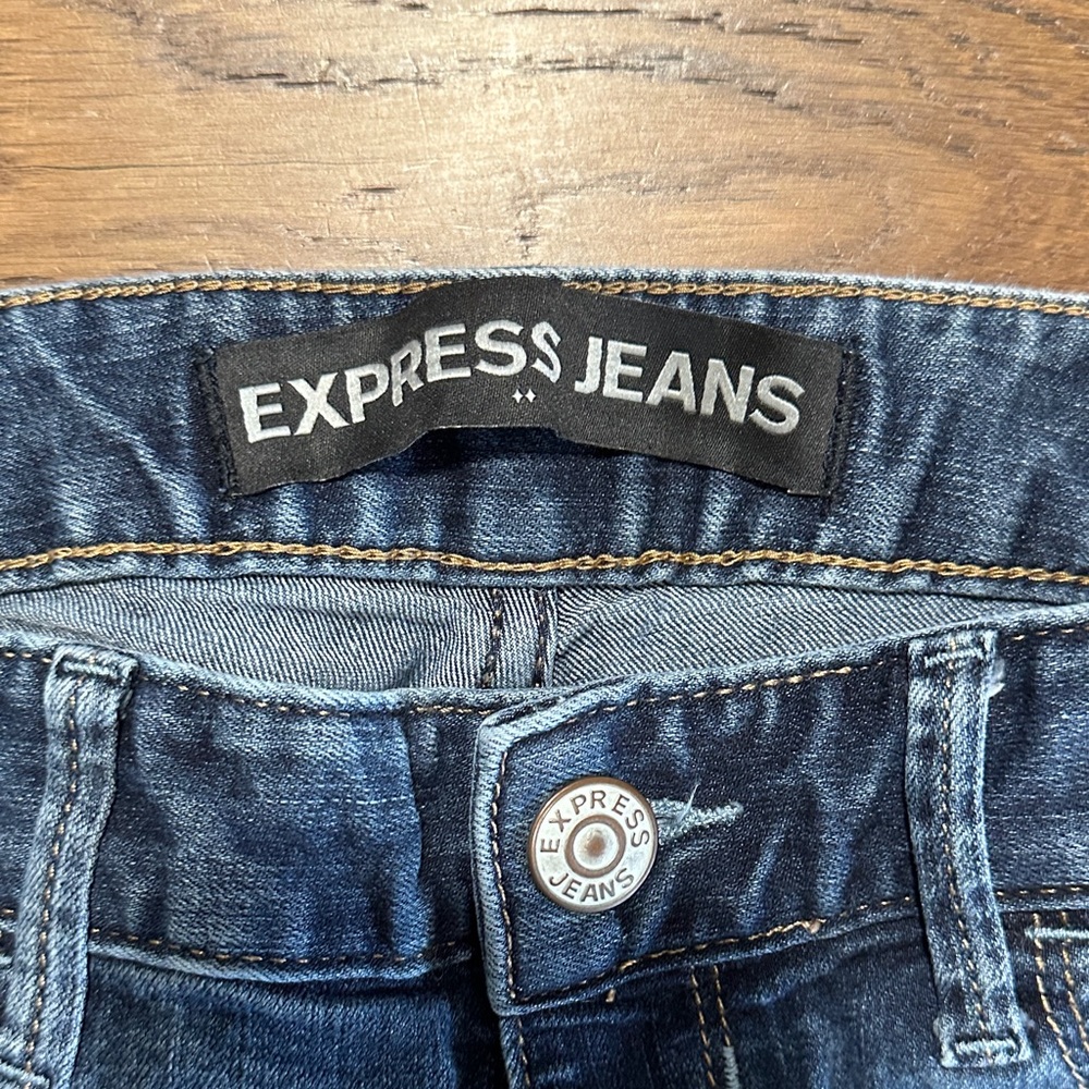 Express Blue Low Rise Skinny Jeans - Picture 2 of 8